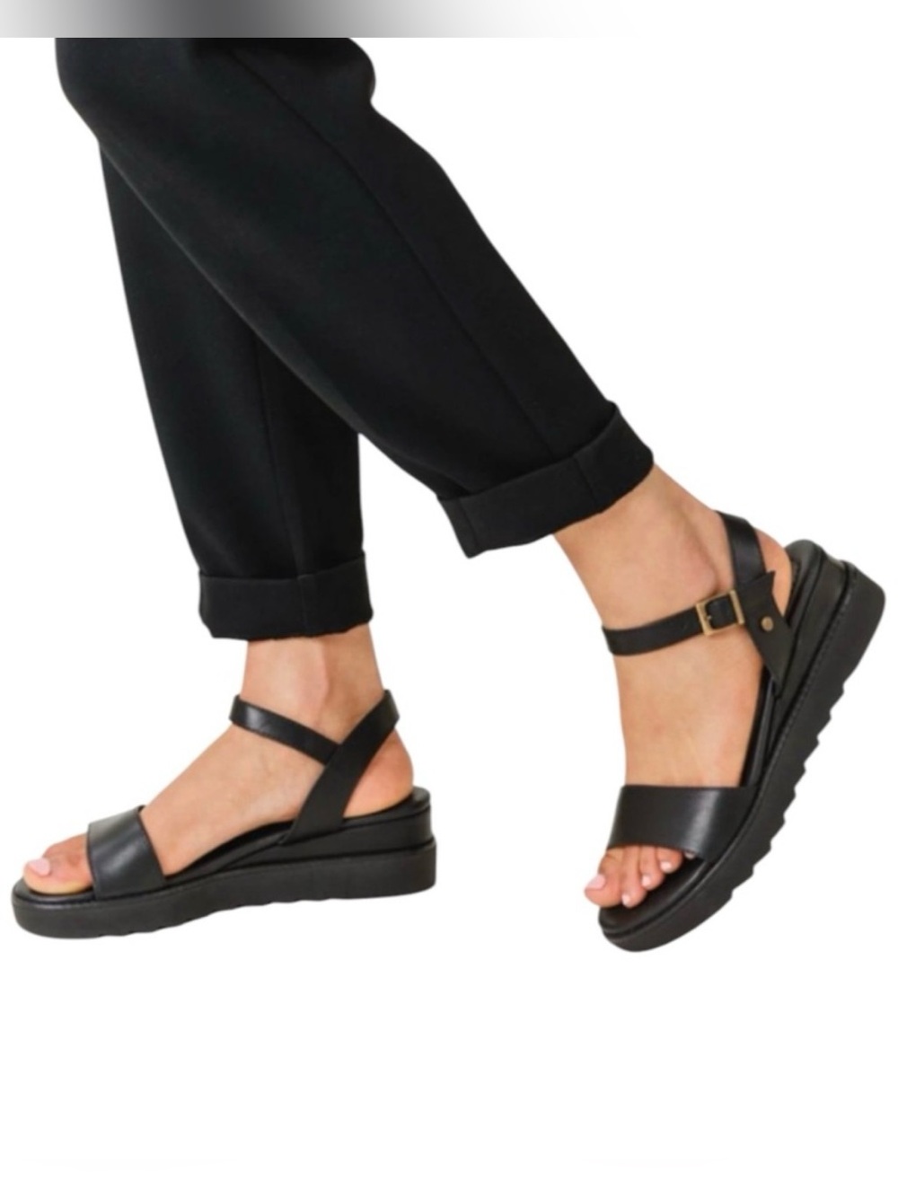 Portland Leather Platform Ankle-Strap Sandals